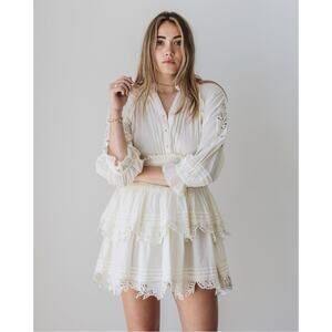 NWT Cleobella Valeria Ivory Eyelet Lace Organic Cotton Mini Dress